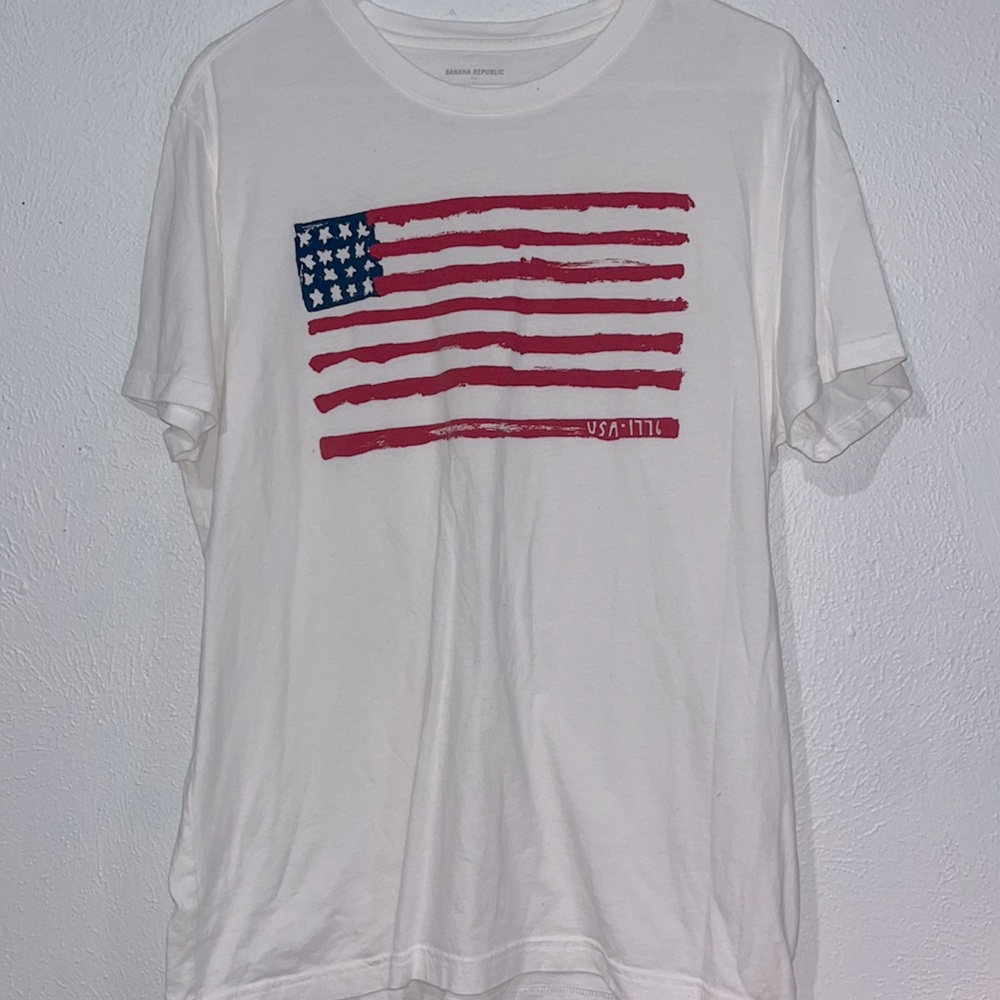 Banana Republic Mens Crew Neck Size L American Flag Patriotic